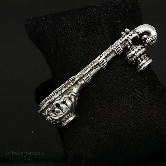 TRIBAL ORNAMENTS Necklaces 925 sterling silver Saraswati Veena Silver musical instrument Veena for Goddess Sharda best gifting puja article for hindu temple art42