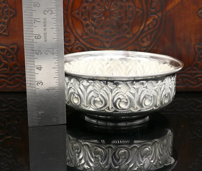 TRIBAL ORNAMENTS Necklaces 999 fine silver handmade kandrai nakshi work bowl silver puja vessel silver worshippingpuja utensils prasad bowl baby bowl sv215