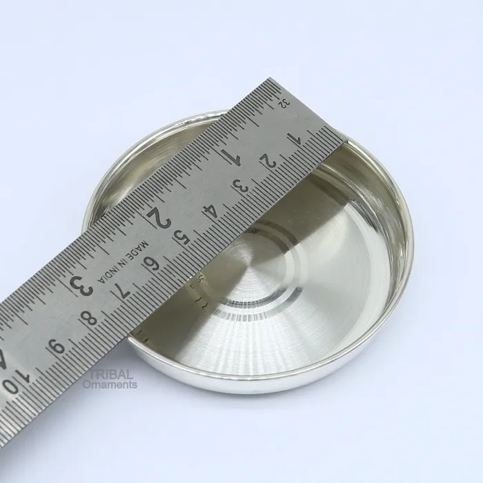 TRIBAL ORNAMENTS Necklaces 999 fine solid silver handmade platetray and spoon set for baby food serving milk bowl silver utensils home and kitchen accessories sv251