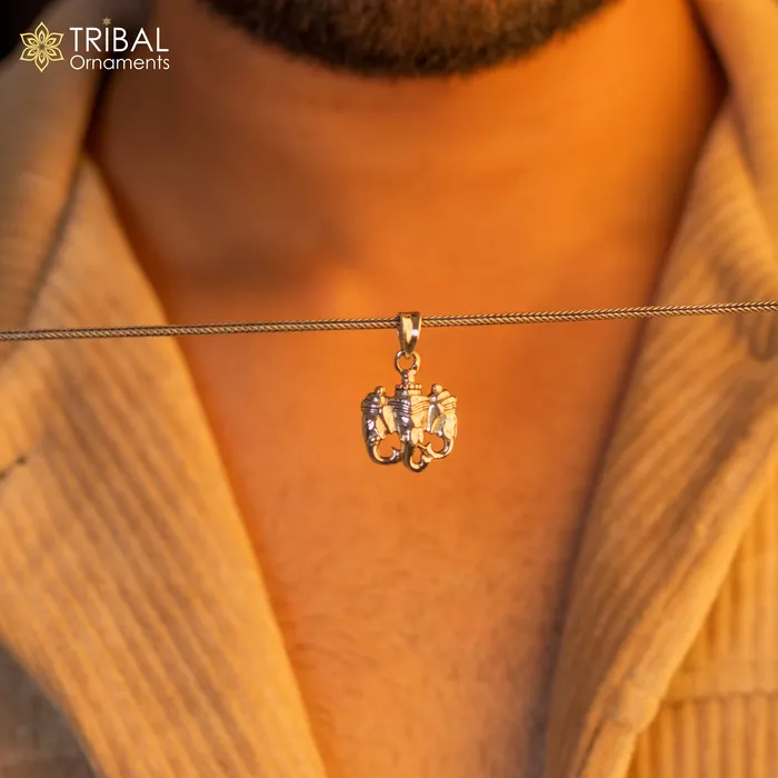 TRIBAL ORNAMENTS Necklaces Exclusive design 925 sterling silver handmade 3 face Ganesha divine pendant amazing stylish unisex pendant personalized jewelry ssp1644