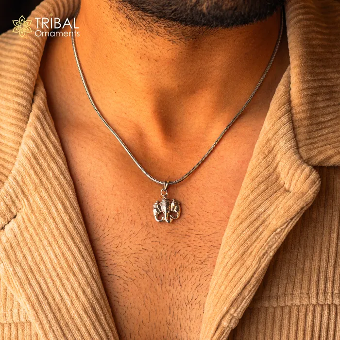 TRIBAL ORNAMENTS Necklaces Exclusive design 925 sterling silver handmade 3 face Ganesha divine pendant amazing stylish unisex pendant personalized jewelry ssp1644