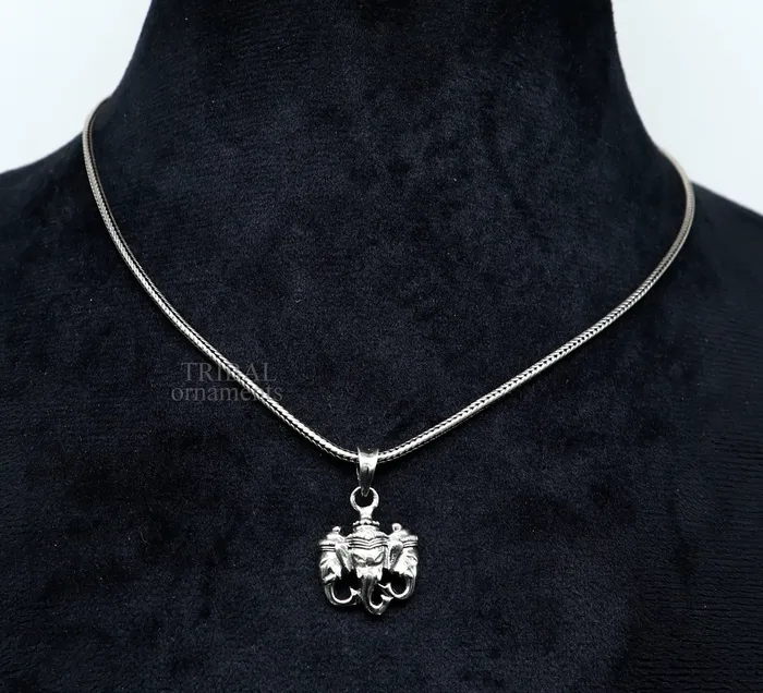 TRIBAL ORNAMENTS Necklaces Exclusive design 925 sterling silver handmade 3 face Ganesha divine pendant amazing stylish unisex pendant personalized jewelry ssp1644