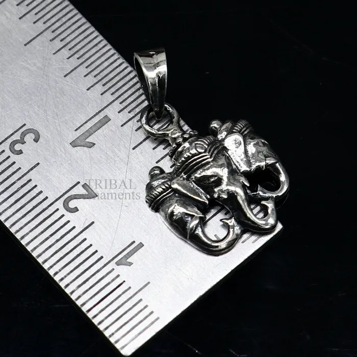 TRIBAL ORNAMENTS Necklaces Exclusive design 925 sterling silver handmade 3 face Ganesha divine pendant amazing stylish unisex pendant personalized jewelry ssp1644