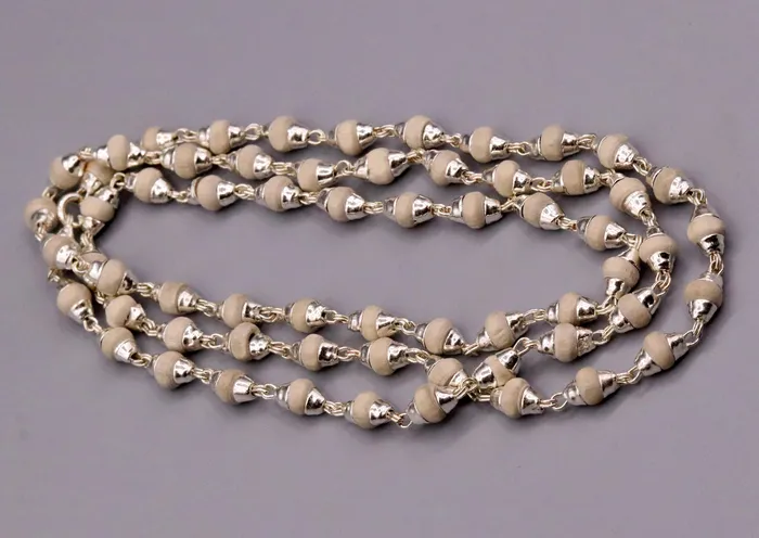 TRIBAL ORNAMENTS Necklaces Silver handcrafted Basil rosary plant beads necklace chain tulsi mala use for Ayurveda for feel protected and focused from India ch21 TRIBAL ORNAMENTS Necklaces Silver handcrafted Basil rosary plant beads necklace chain tulsi mala use for Ayurveda for feel protected and focused from India ch21