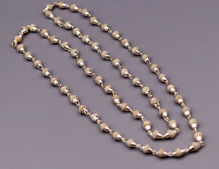 TRIBAL ORNAMENTS Necklaces Silver handcrafted Basil rosary plant beads necklace chain tulsi mala use for Ayurveda for feel protected and focused from India ch21