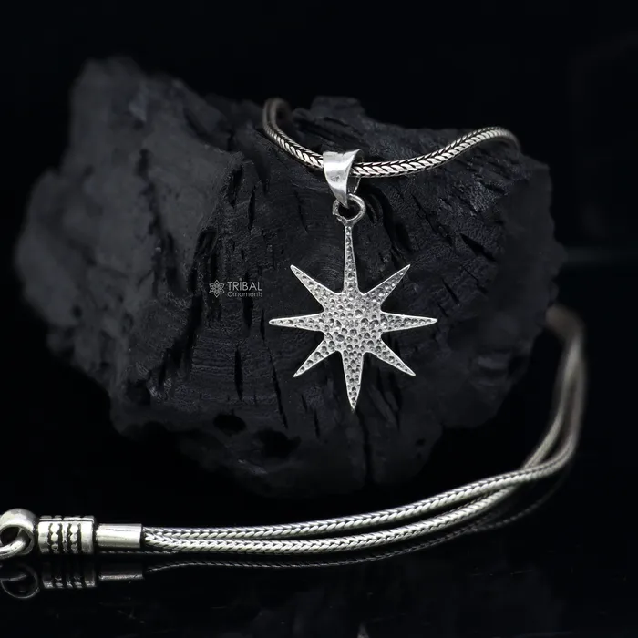 TRIBAL ORNAMENTS Necklaces Stylish 925 sterling silver handmade Star design pendant high quality silver small pendant for boy girls nsp672 TRIBAL ORNAMENTS Necklaces Stylish 925 sterling silver handmade Star design pendant high quality silver small pendant for boy girls nsp672