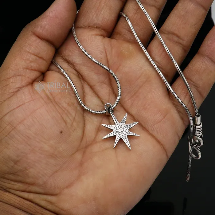 TRIBAL ORNAMENTS Necklaces Stylish 925 sterling silver handmade Star design pendant high quality silver small pendant for boy girls nsp672 TRIBAL ORNAMENTS Necklaces Stylish 925 sterling silver handmade Star design pendant high quality silver small pendant for boy girls nsp672