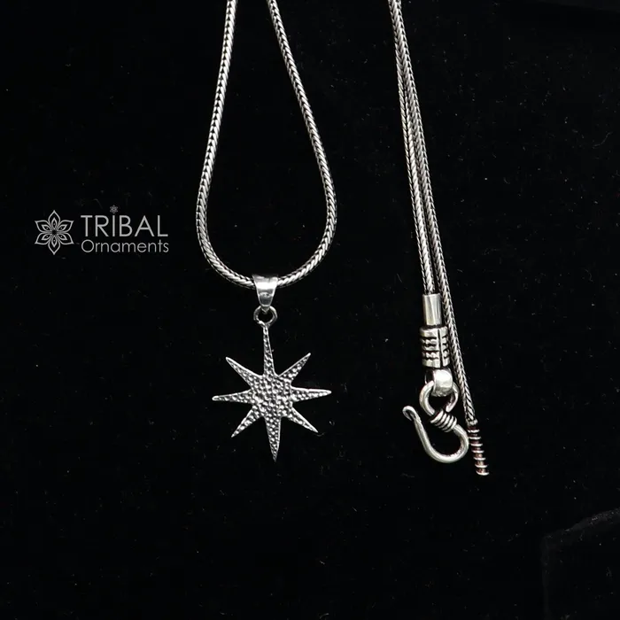 TRIBAL ORNAMENTS Necklaces Stylish 925 sterling silver handmade Star design pendant high quality silver small pendant for boy girls nsp672 TRIBAL ORNAMENTS Necklaces Stylish 925 sterling silver handmade Star design pendant high quality silver small pendant for boy girls nsp672