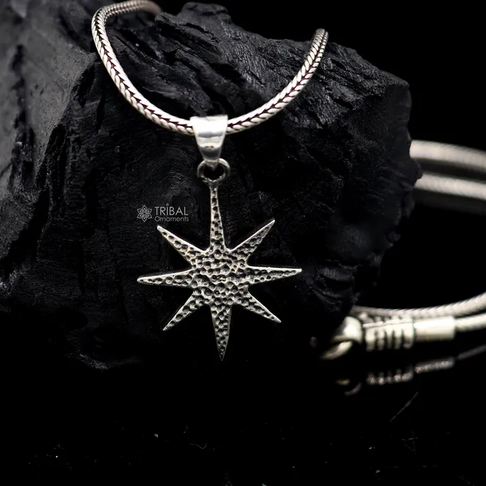 TRIBAL ORNAMENTS Necklaces Stylish 925 sterling silver handmade Star design pendant high quality silver small pendant for boy girls nsp672 TRIBAL ORNAMENTS Necklaces Stylish 925 sterling silver handmade Star design pendant high quality silver small pendant for boy girls nsp672