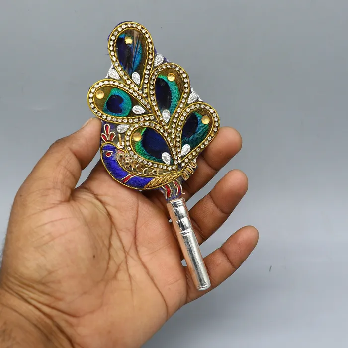 TRIBAL ORNAMENTS Necklaces Vintage style handmade Wooden base silver Morchhadi with peacock feather best lord krishna laddu gopala silver pankhi silver fan su1217 TRIBAL ORNAMENTS Necklaces Vintage style handmade Wooden base silver Morchhadi with peacock feather best lord krishna laddu gopala silver pankhi silver fan su1217