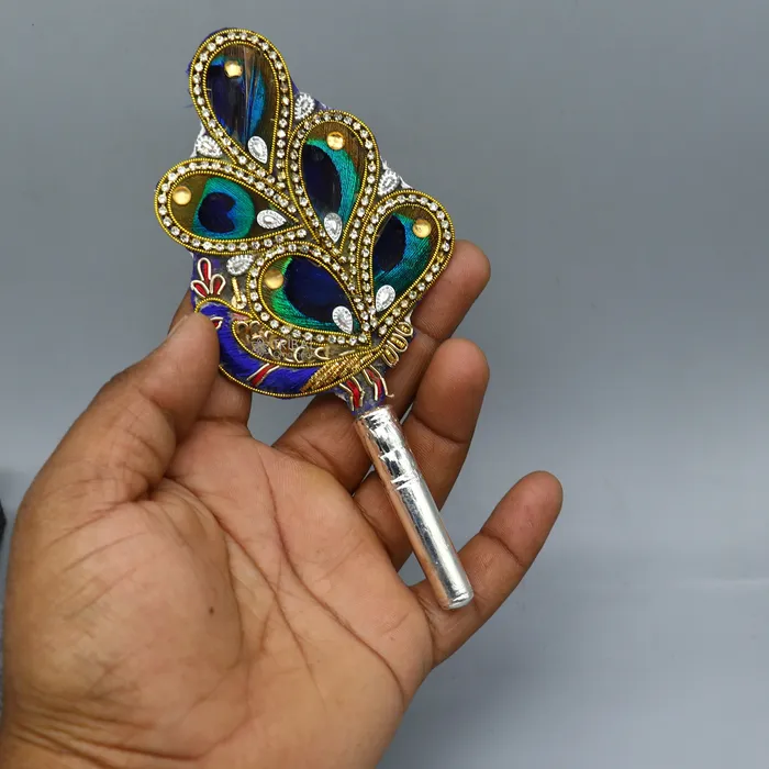 TRIBAL ORNAMENTS Necklaces Vintage style handmade Wooden base silver Morchhadi with peacock feather best lord krishna laddu gopala silver pankhi silver fan su1217 TRIBAL ORNAMENTS Necklaces Vintage style handmade Wooden base silver Morchhadi with peacock feather best lord krishna laddu gopala silver pankhi silver fan su1217