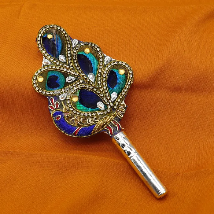 TRIBAL ORNAMENTS Necklaces Vintage style handmade Wooden base silver Morchhadi with peacock feather best lord krishna laddu gopala silver pankhi silver fan su1217 TRIBAL ORNAMENTS Necklaces Vintage style handmade Wooden base silver Morchhadi with peacock feather best lord krishna laddu gopala silver pankhi silver fan su1217