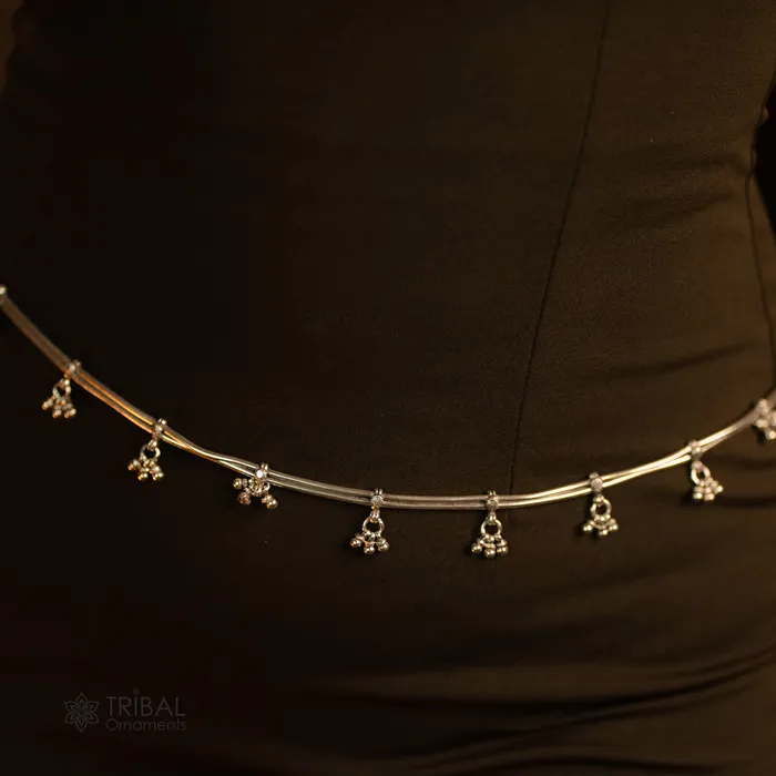 TRIBAL ORNAMENTS Rings 36 to 385 inches adjustable 925 sterling silver handmade vintage design awesome belly chainwaist chain belly dance tribal jewelry wch07