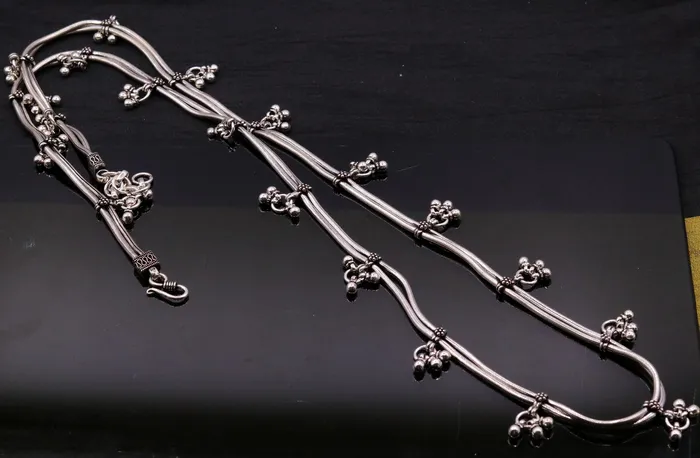 TRIBAL ORNAMENTS Rings 36 to 385 inches adjustable 925 sterling silver handmade vintage design awesome belly chainwaist chain belly dance tribal jewelry wch07