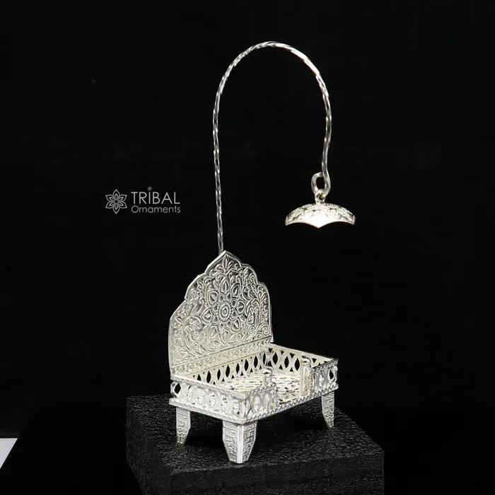 TRIBAL ORNAMENTS Rings 925 pure sterling silver handcrafted small singhasan idol krishna Bal Gopala throne god statues chair divine silver Chauki Aasan su1171 TRIBAL ORNAMENTS Rings 925 pure sterling silver handcrafted small singhasan idol krishna Bal Gopala throne god statues chair divine silver Chauki Aasan su1171