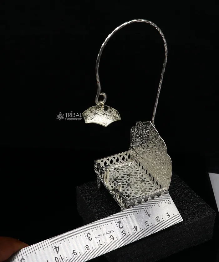 TRIBAL ORNAMENTS Rings 925 pure sterling silver handcrafted small singhasan idol krishna Bal Gopala throne god statues chair divine silver Chauki Aasan su1171 TRIBAL ORNAMENTS Rings 925 pure sterling silver handcrafted small singhasan idol krishna Bal Gopala throne god statues chair divine silver Chauki Aasan su1171