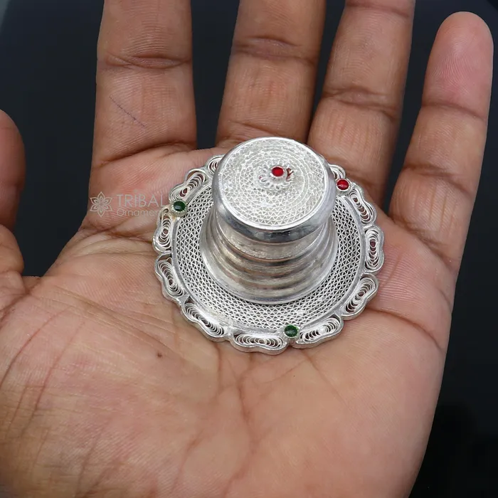 TRIBAL ORNAMENTS Rings 925 Sterling silver handmade fabulous meenakari trinket box container box casket box sindoor box enamel work customized box stb864