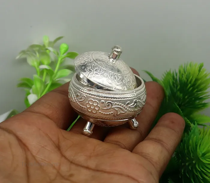 TRIBAL ORNAMENTS Rings 925 Sterling silver handmade fabulous trinket box solid kumkum box casket box sindoor box enamel work customized gifting box stb143