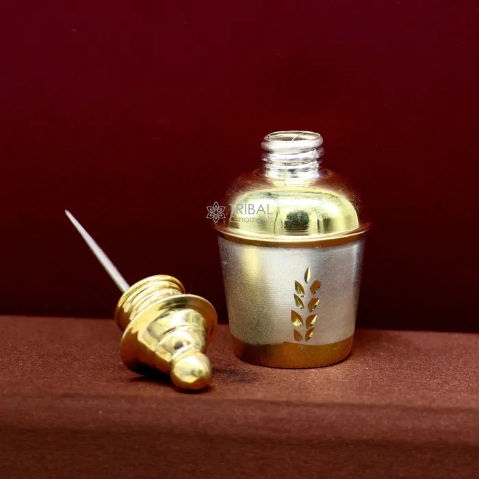 TRIBAL ORNAMENTS Rings 925 Sterling silver handmade gold tone trinket box Silver container box casket box Sindoor box enamel work customized gifting box stb767