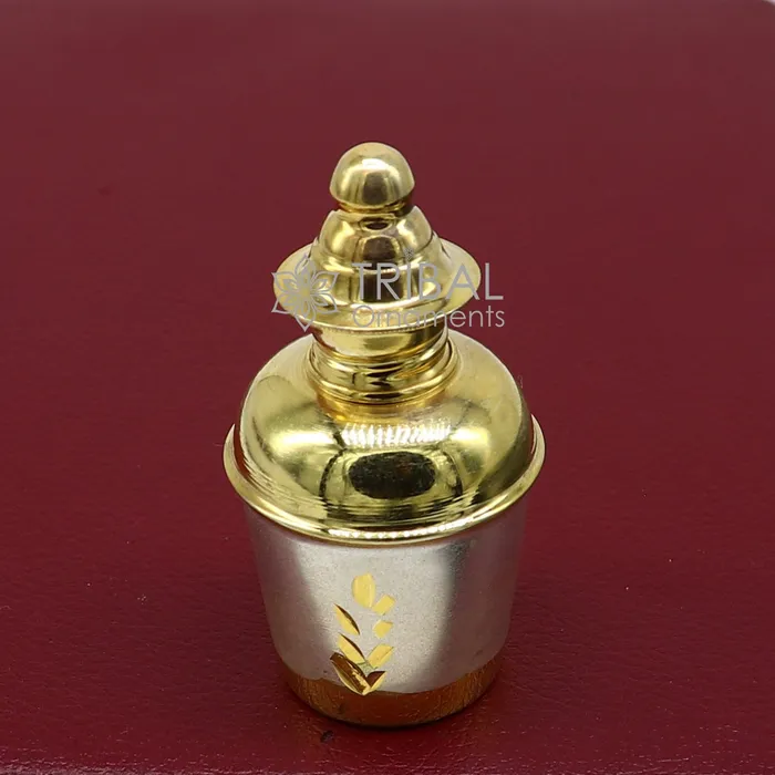 TRIBAL ORNAMENTS Rings 925 Sterling silver handmade gold tone trinket box Silver container box casket box Sindoor box enamel work customized gifting box stb767