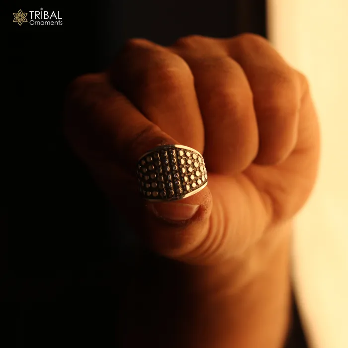 TRIBAL ORNAMENTS Rings 925 sterling silver heavy stylish ring mens Jewelry sr758