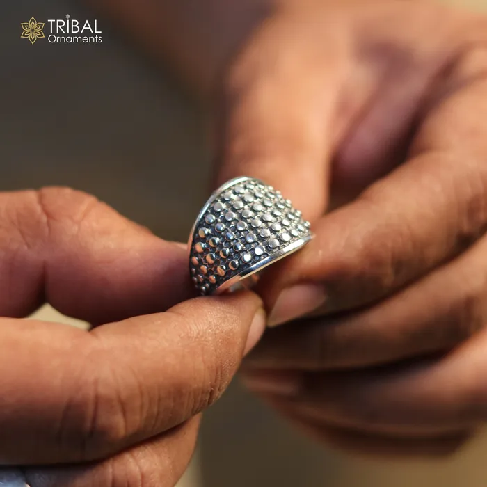 TRIBAL ORNAMENTS Rings 925 sterling silver heavy stylish ring mens Jewelry sr758