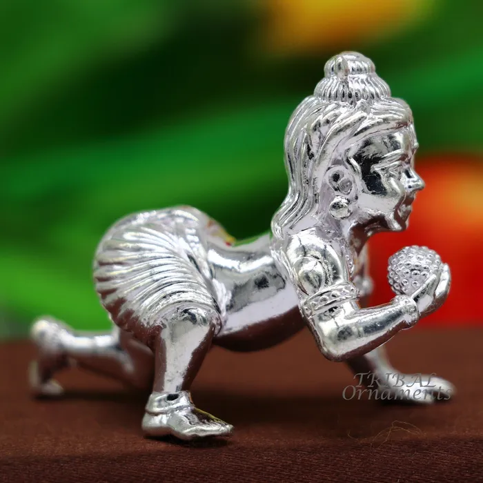TRIBAL ORNAMENTS Rings 925 Sterling silver Idol Krishna Bal Gopala crawling Krishna statue figurine child krishna laddu gopala sculpture silver article art580 TRIBAL ORNAMENTS Rings 925 Sterling silver Idol Krishna Bal Gopala crawling Krishna statue figurine child krishna laddu gopala sculpture silver article art580