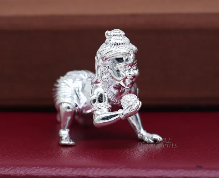 TRIBAL ORNAMENTS Rings 925 Sterling silver Idol Krishna Bal Gopala crawling Krishna statue figurine child krishna laddu gopala sculpture silver article art580