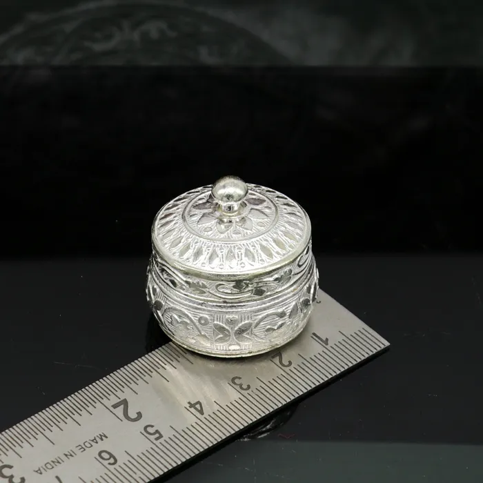 TRIBAL ORNAMENTS Rings 925 sterling silver unique antique design handmade brides eyes kajal box surma box kumkum sindur box small trinket box article stb111