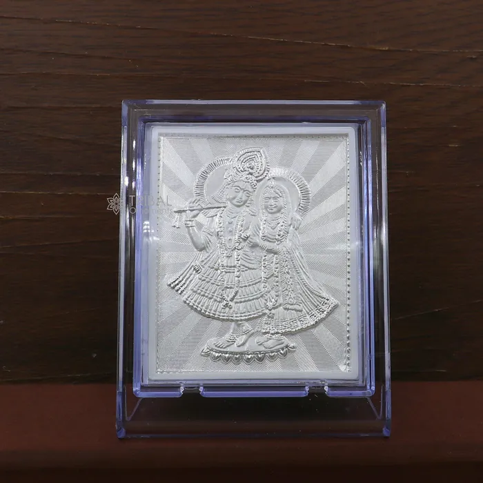 TRIBAL ORNAMENTS Rings 999 pure sterling silver handmade idol Radha Krishna plate covered in plastic frame figurine silver god frame art766 TRIBAL ORNAMENTS Rings 999 pure sterling silver handmade idol Radha Krishna plate covered in plastic frame figurine silver god frame art766