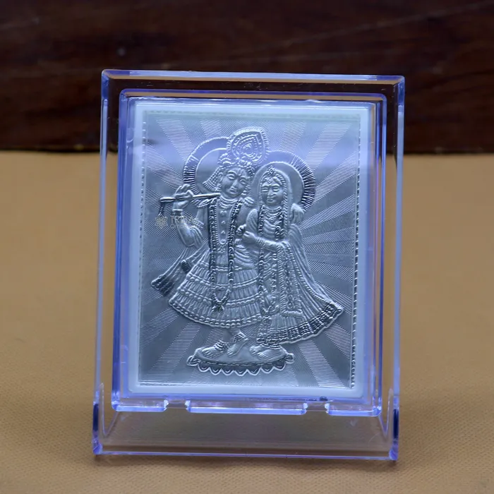 TRIBAL ORNAMENTS Rings 999 pure sterling silver handmade idol Radha Krishna plate covered in plastic frame figurine silver god frame art766 TRIBAL ORNAMENTS Rings 999 pure sterling silver handmade idol Radha Krishna plate covered in plastic frame figurine silver god frame art766