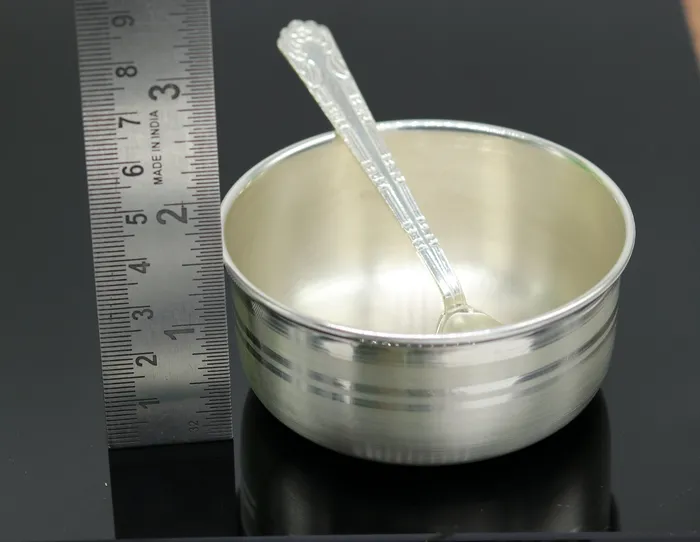 TRIBAL ORNAMENTS Rings 999 pure sterling silver handmade solid silver bowl and spoon silver has antibacterial properties stay healthy silver vessels sv67