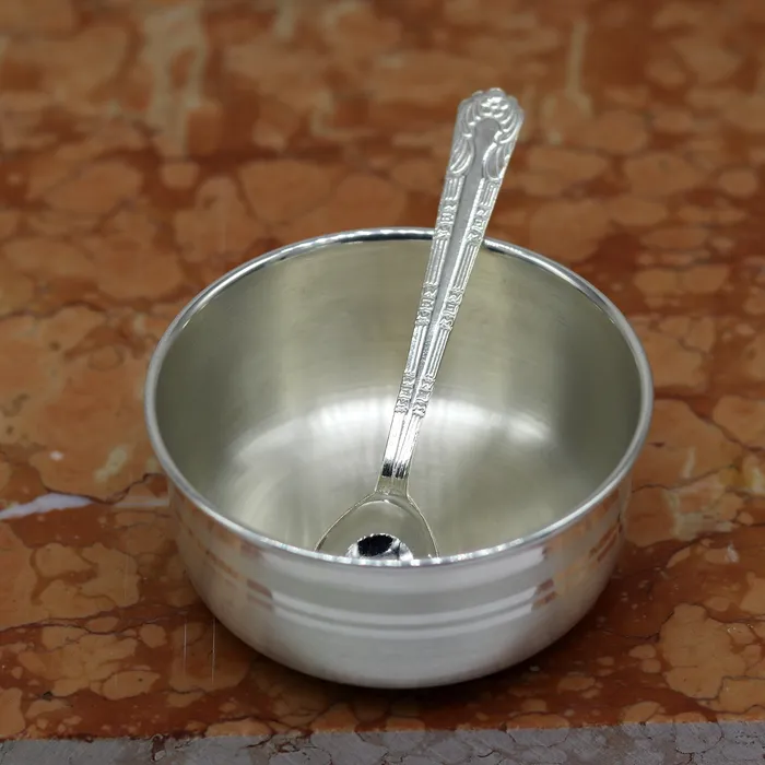 TRIBAL ORNAMENTS Rings 999 pure sterling silver handmade solid silver bowl and spoon silver has antibacterial properties stay healthy silver vessels sv67