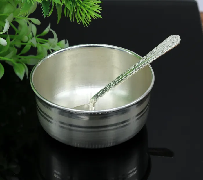 TRIBAL ORNAMENTS Rings 999 pure sterling silver handmade solid silver bowl and spoon silver has antibacterial properties stay healthy silver vessels sv67