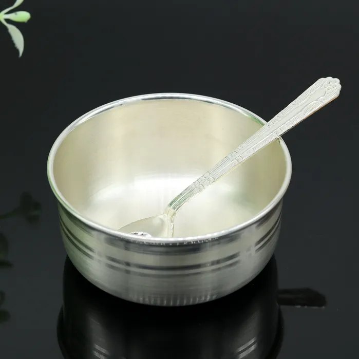 TRIBAL ORNAMENTS Rings 999 pure sterling silver handmade solid silver bowl and spoon silver has antibacterial properties stay healthy silver vessels sv67