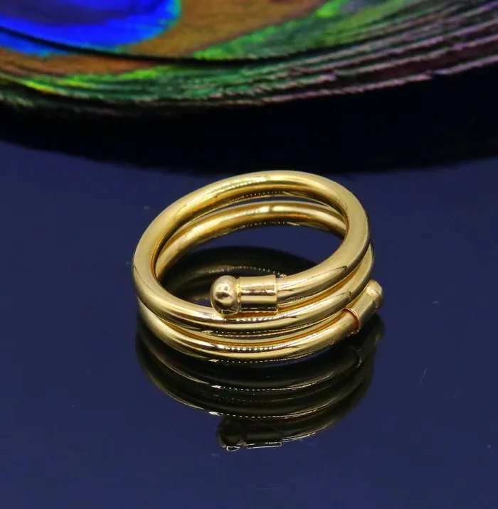 TRIBAL ORNAMENTS Solid spiral ring 22kt yellow gold handmade fabulous design all sizes ring band for unisex gifting jewelry from india GR003 Rings TRIBAL ORNAMENTS Solid spiral ring 22kt yellow gold handmade fabulous design all sizes ring band for unisex gifting jewelry from india GR003 Rings