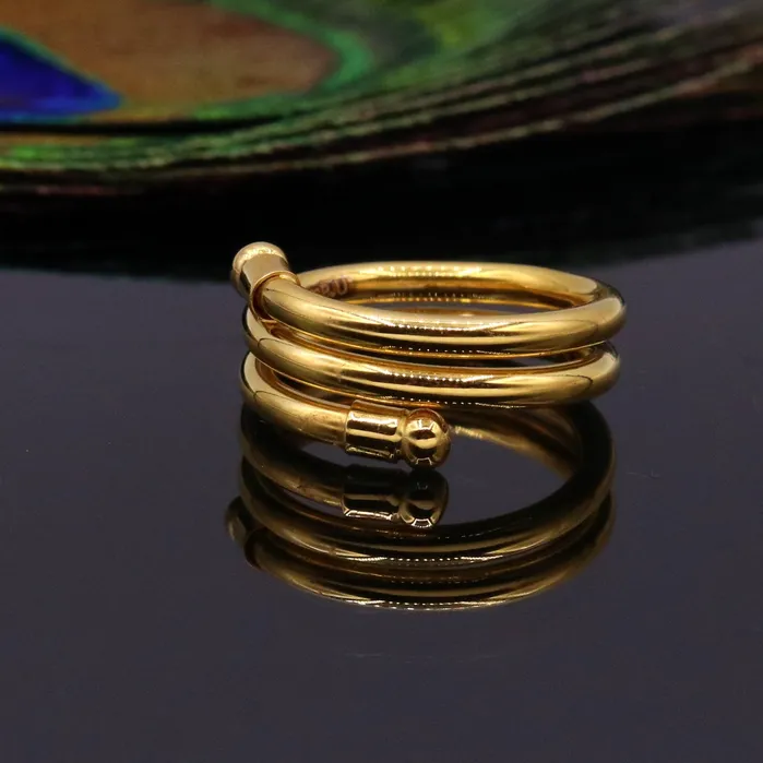 TRIBAL ORNAMENTS Solid spiral ring 22kt yellow gold handmade fabulous design all sizes ring band for unisex gifting jewelry from india GR003 Rings TRIBAL ORNAMENTS Solid spiral ring 22kt yellow gold handmade fabulous design all sizes ring band for unisex gifting jewelry from india GR003 Rings