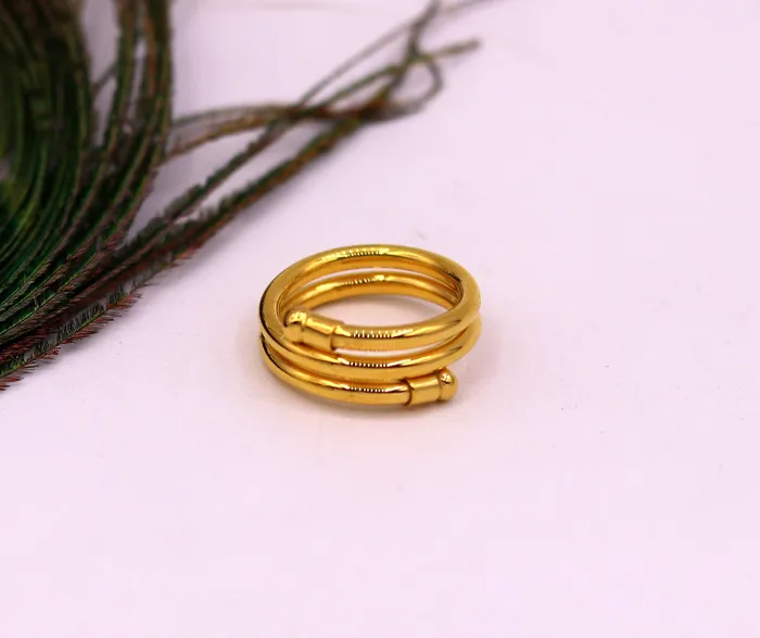 TRIBAL ORNAMENTS Solid spiral ring 22kt yellow gold handmade fabulous design all sizes ring band for unisex gifting jewelry from india GR003 Rings TRIBAL ORNAMENTS Solid spiral ring 22kt yellow gold handmade fabulous design all sizes ring band for unisex gifting jewelry from india GR003 Rings