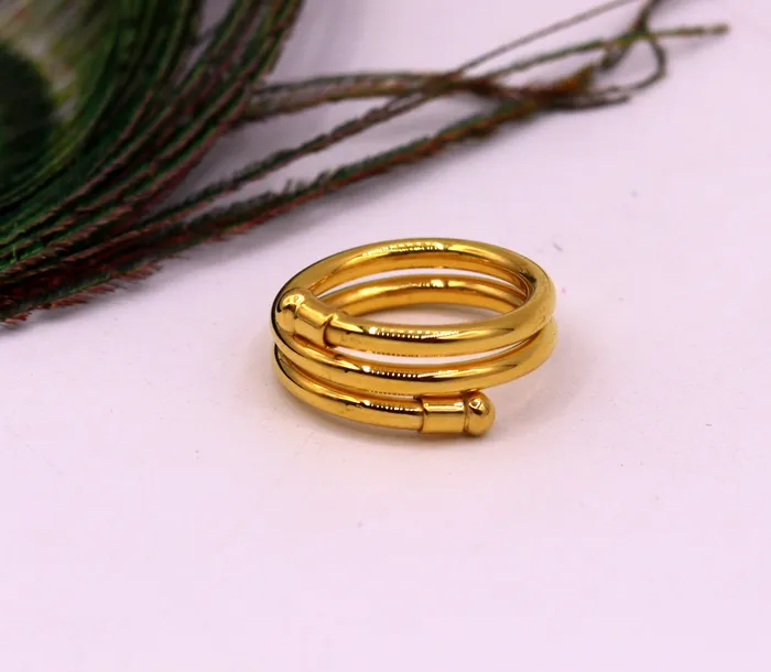 TRIBAL ORNAMENTS Solid spiral ring 22kt yellow gold handmade fabulous design all sizes ring band for unisex gifting jewelry from india GR003 Rings TRIBAL ORNAMENTS Solid spiral ring 22kt yellow gold handmade fabulous design all sizes ring band for unisex gifting jewelry from india GR003 Rings
