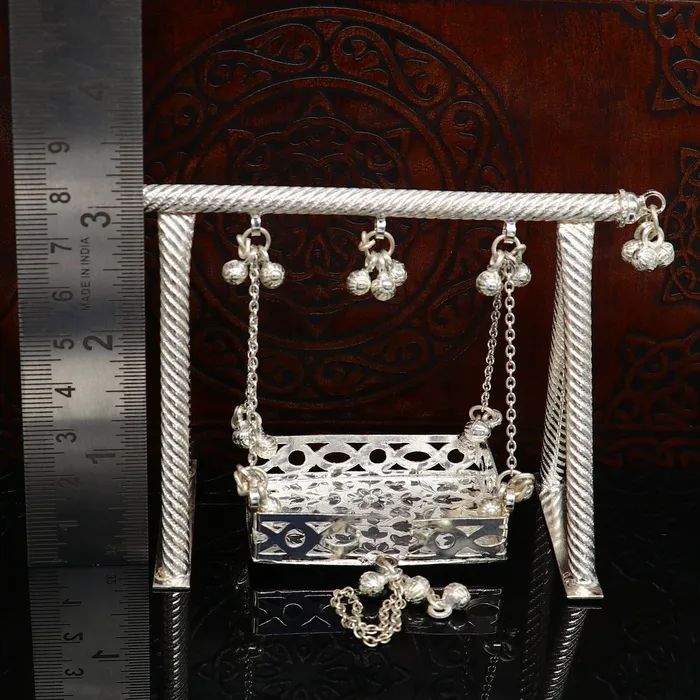 TRIBAL ORNAMENTS Sterling silver handmade Laddu Gopala jhula Baby Krishna swing child Krishna palana silver jhula laddu Gopal Jhula silver article su381 Rings