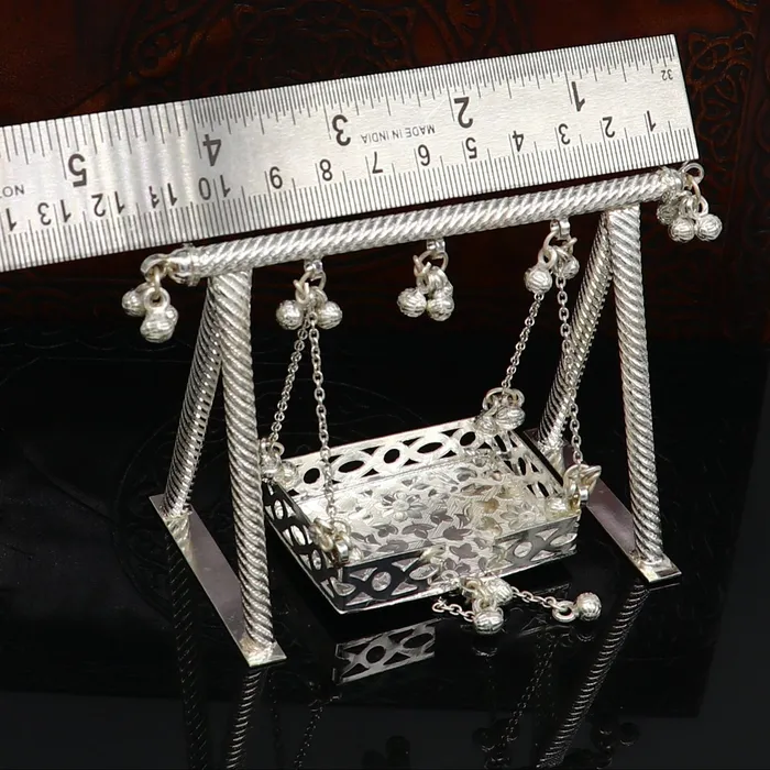 TRIBAL ORNAMENTS Sterling silver handmade Laddu Gopala jhula Baby Krishna swing child Krishna palana silver jhula laddu Gopal Jhula silver article su381 Rings