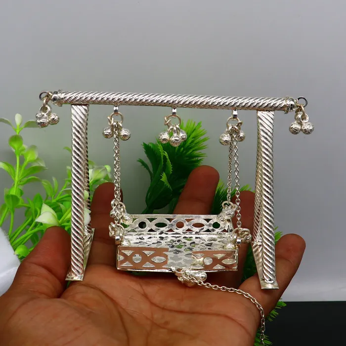 TRIBAL ORNAMENTS Sterling silver handmade Laddu Gopala jhula Baby Krishna swing child Krishna palana silver jhula laddu Gopal Jhula silver article su381 Rings