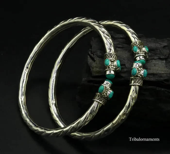 TRIBAL ORNAMENTS Vintage antique style 925 sterling silver handmade foot kada anklet Bracelet Blue turquoise stone belly dance tribal jewelry nsfk13 Bracelets TRIBAL ORNAMENTS Vintage antique style 925 sterling silver handmade foot kada anklet Bracelet Blue turquoise stone belly dance tribal jewelry nsfk13 Bracelets