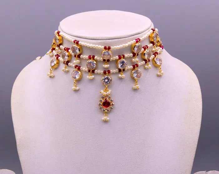 TRIBAL ORNAMENTS Vintage design handmade 22kt yellow gold gorgeous fit neck necklace wedding anniversary party wear girls jewelry from india Necklaces