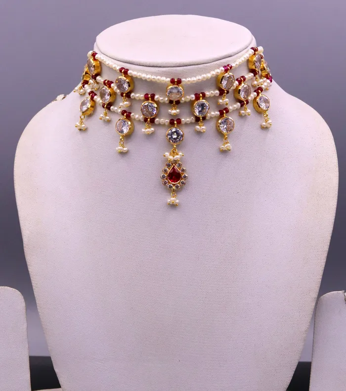 TRIBAL ORNAMENTS Vintage design handmade 22kt yellow gold gorgeous fit neck necklace wedding anniversary party wear girls jewelry from india Necklaces