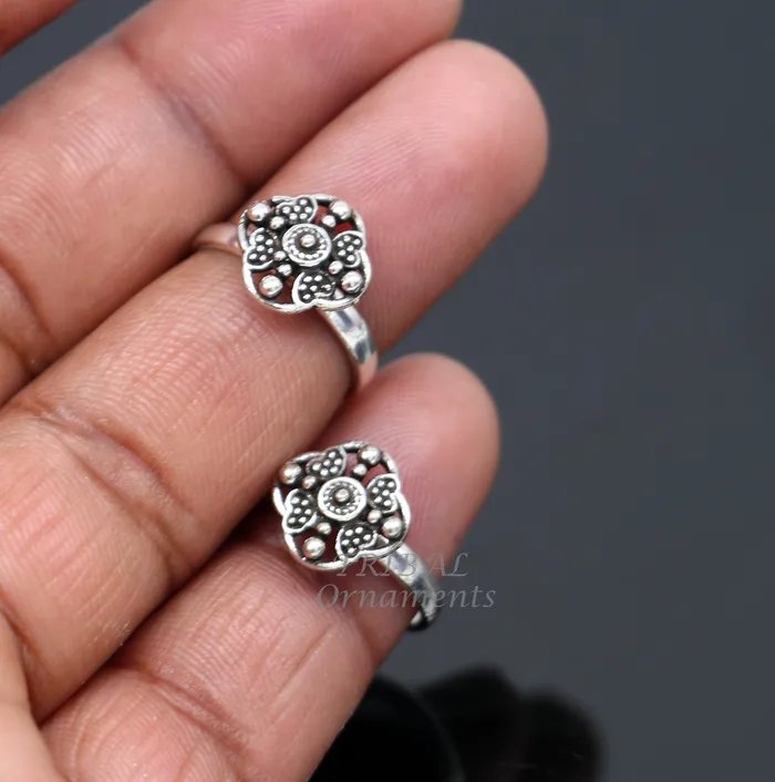 TRIBALORNAMENT Rings 925 sterling silver amazing flower design handmade toe ring toe band stylish modern womens brides jewelry india traditional jewelry ytr53