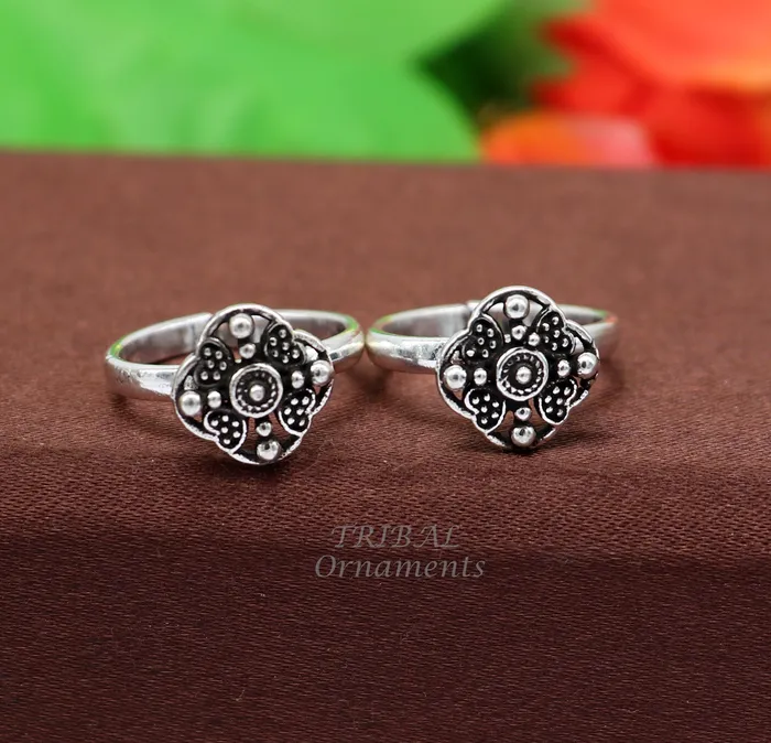TRIBALORNAMENT Rings 925 sterling silver amazing flower design handmade toe ring toe band stylish modern womens brides jewelry india traditional jewelry ytr53