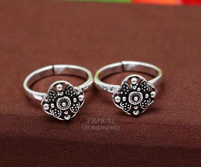 TRIBALORNAMENT Rings 925 sterling silver amazing flower design handmade toe ring toe band stylish modern womens brides jewelry india traditional jewelry ytr53