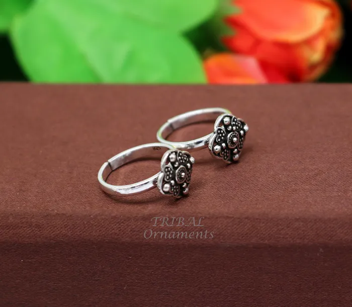 TRIBALORNAMENT Rings 925 sterling silver amazing flower design handmade toe ring toe band stylish modern womens brides jewelry india traditional jewelry ytr53