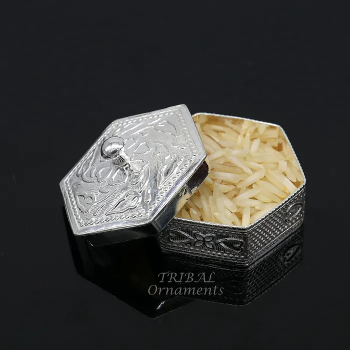 TRIBALORNAMENT Rings 925 sterling silver trinket box kajal boxcasket box bridal polygon shape sindur box collection container box eyeliner box gifting stb402 TRIBALORNAMENT Rings 925 sterling silver trinket box kajal boxcasket box bridal polygon shape sindur box collection container box eyeliner box gifting stb402